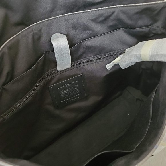 NEW COACH men Plaid Check Business Briefcase bag - Picture 7 of 8